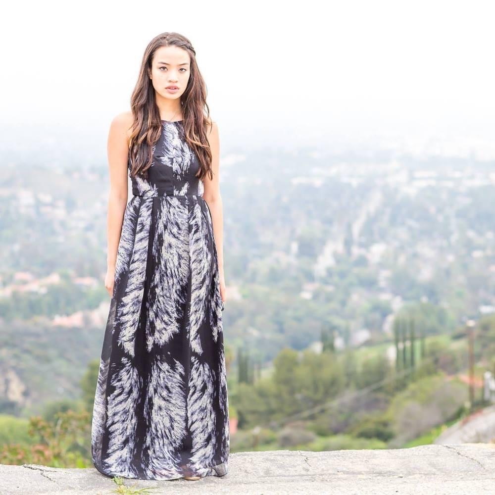 Grey and White Maxi Dress